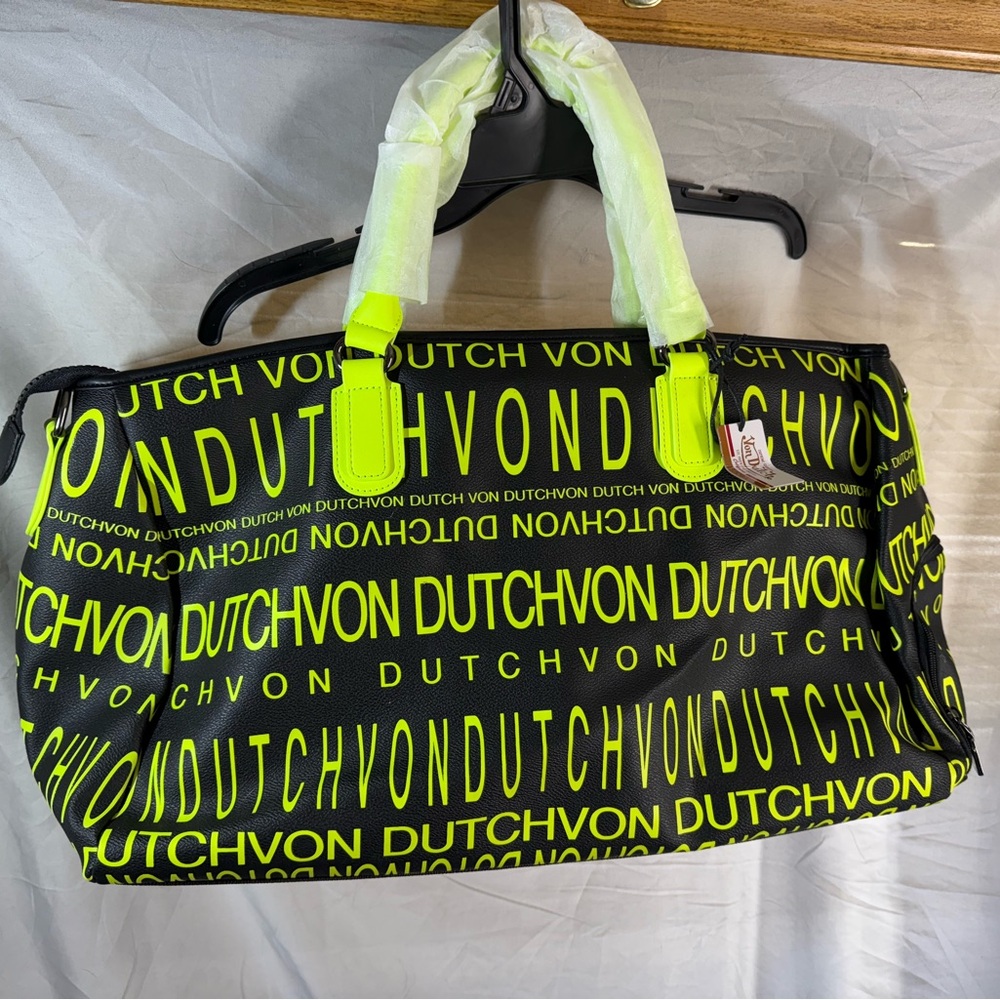 Von Dutch Monogram Black & Orange Duffle Bag NWT